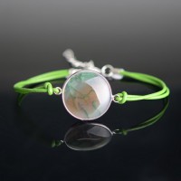 браслет с друзом агата  на кожаном ремешке